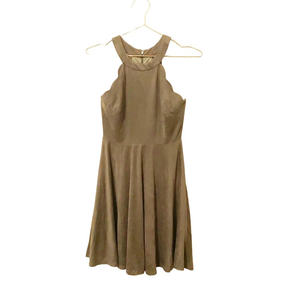 Altar’d state scalloped sleeve faux lightweight suede feel a line dress small